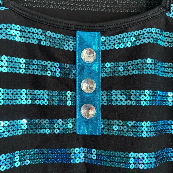 Blue and Black Sparkly Tank Top Dance Tunic Top - Size Medium - Picture 2 of 5